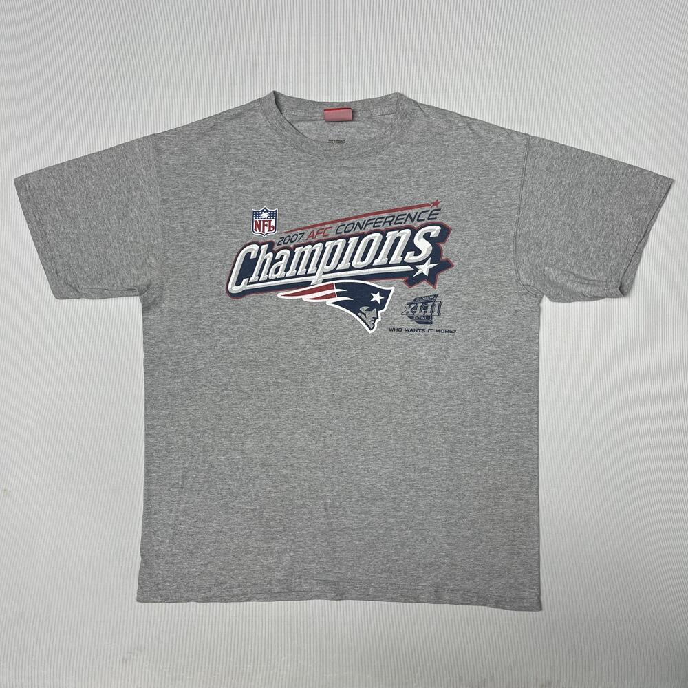 New England Patriots Shirt Mens Large Gray NFL Football 2007 AFC Champs Tee Y2K